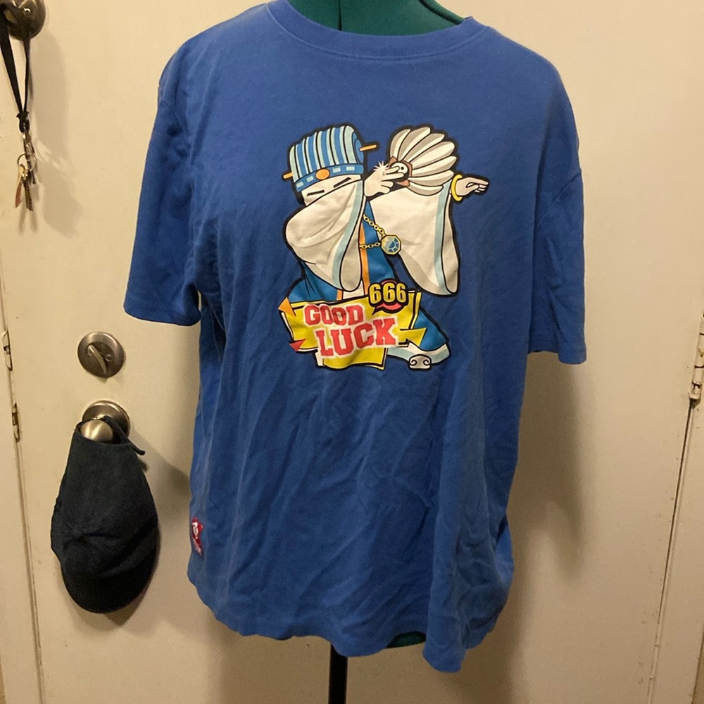 Good Luck The 3 Kingdoms XL Blue t-shirt short sleeved